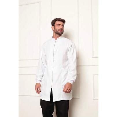 Jaleco Masculino Oxford Premium Zíper Punhos Veneto Branco