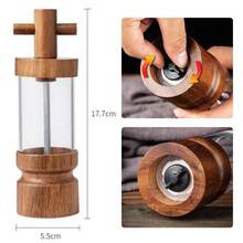 Rosewood Manual Black Pepper Grinder, Sea Salt Grinder, Rosewood Manual Grinder With Transparent Acrylic Pepper Bottle, Adjustable Coarseness Pepper Seasoning Jar, Creative Pepper Grinder, Rama Kitchen Essential, Kitchen Use, High-End Restaurant Supplies, Housewarming Gift, Halloween And Christmas Party Supplies
