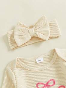 Mono de punto de gofre con manga larga y volantes para bebé niña recién nacida, ropa de otoño e invierno para salir y volver a casa - Caqui - Ver 6