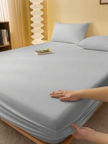 1 pieza Sábana ajustable, Ropa de cama, Protector de colchón, Textil para el hogar acogedor, Cubrecama, Amigable con la piel, Sábanas, Protector de colchón transpirable y antipelusas, Suave y amigable con la piel, Para cama individual, cama twin, cama full, cama queen y cama king, Para todas las estaciones, Ropa de cama decorativa elegante y encantadora para dormitorio o residencia, Lavable a máquina, Blanco, Rosa, Negro, Azul marino, Beige, Gris, Azul, Verde, Decoración de otoño, Decoración de habitación, Vuelta al colegio, Útiles escolares