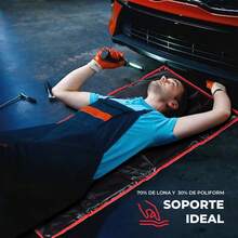 1 pieza Cama de mecánico plegable de lona impermeable 100x60 cm, colchón de trabajo portátil para reparaciones automotrices, resistente y fácil de limpiar, ideal para mecánicos, uso en talleres, garajes, reparaciones debajo del coche, cama de suelo cómoda y ligera con diseño compacto para fácil transporte y almacenamiento, accesorio profesional para mantenimiento - Negro - Ver 4