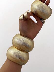 1pc Retro Exaggerated Punk Style Acrylic Asymmetric Bracelet, Minimalist Thick Multi-Color Beaded Bracelet, Suitable For Women's Daily Commute, Gathering With Friends, Romantic Vacation, Street Photography, Fashion Show Accessories (The Texture And Color Of The Bracelet Are Subject To The Actual Item) - Brown Flocked Vertical Striped Set 2 - View 7