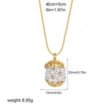 1 chiếc dây chuyền mạ đồng đính ngọc trai biển Pháp, mặt dây chuyền kiểu choker sang trọng và thanh lịch. - vòng cổ - Xem 5