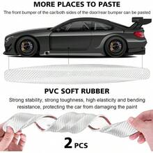 2 Pcs Car Bumper Protector Strip Carbon Fiber Car Front Rear Bumper Guard Protector Rubber Strips Universal Front Rear Corner Guard AntiCollision Strip For SUV Truck White