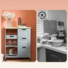 SoBuy FKW79-HG, Kitchen Trolley Cart Kitchen Storage Trolley Serving Trolley With 3 Drawers And Removable Tray, Grey - Grey - View 9