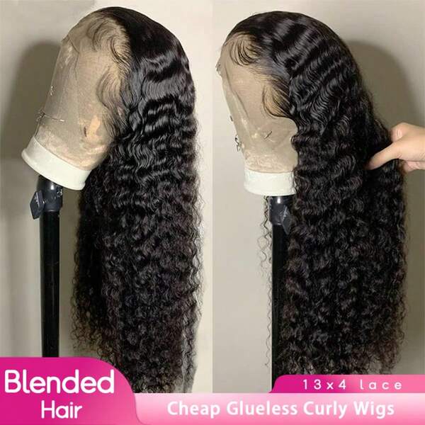 34 pulgadas 200% de densidad 13x4 13x6 pelucas de cabello humano mezclado con encaje frontal Pelucas rizadas de cabello mezclado con encaje frontal con cabello de bebé Pelucas frontales de onda de agua Cabello mezclado para mujeres 13x4 Peluca frontal de onda profunda 5x5 Pelucas sin pegamento Cabello mezclado pre-recortado Pre-recortado 5x5 Pelucas con cierre HD