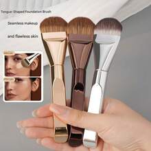 New Tongue-Shaped Foundation Brush - Ultra-Thin And Traceless Foundation - Flat-Head Foundation Brush - Special-Shaped Fan-Shaped Makeup Tool - Beauty Tool-Beauty Artifact,Travel,Travel Essential,Valentine's Day,Cheap,Travel Makeup Brush,Gifts For Women,Makeup Artist,Professional Complete Makeup Kit - Silver - View 2