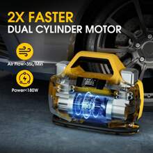 Carsun Tire Inflator Portable Air Compressor Portable Cordless Mini Air Pump With 5 Nozzle Adapters Inflater150PSl Portable Inflatable Pump Fast Inflation And Auto Shutoff Function Tires Pump For Cars Motorcycles Bikes Balls-Car Accessories,Yellow