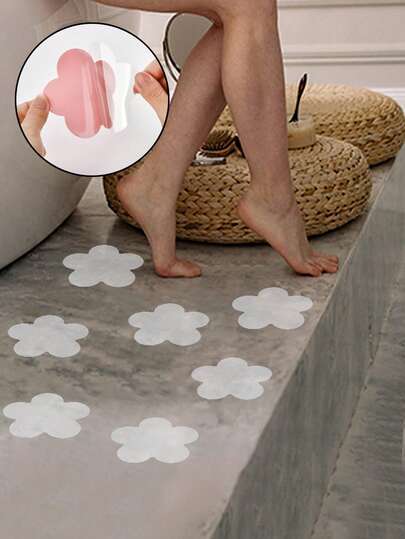6/12/20 件花形浴缸防滑安全贴纸 - 粘性防滑贴花，适用于淋浴间、浴室地板和楼梯，易于粘贴和晾干，耐用材质