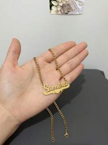 1 szt. Spersonalizowany damski naszyjnik z tekstem, matowe wykończenie, stal nierdzewna, łańcuszek NK, styl retro streetwear, wisiorek z angielskim imieniem, prezent na Dzień Matki, prezent urodzinowy, nadaje się do noszenia na co dzień