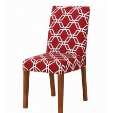 4-Seater Printed Chair Cover Kit For Kitchen Dining Room Gel Mesh Offer - Maroon - View 1