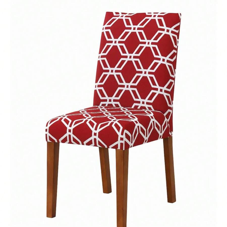 4-Seater Printed Chair Cover Kit For Kitchen Dining Room Gel Mesh Offer - Maroon - View 1