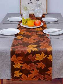 Fall Thanksgiving Maple Leaf Linen Table Runner Dresser Scarves Party Decor Reusable Farmhouse Kitchen Dining Table Runner Thanksgiving Decorations - Multicolor - View 5