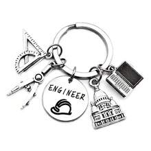 Metal Ruler, Compass, Tool Keychain, Wallet Keyring, Elegant Bag Charm With ID Holder, Car Accessories, Christmas, Teacher, Friend, Sister Gift, Creative - Silver New-7 - View 2