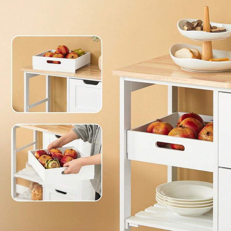 SoBuy FKW79-HG, Kitchen Trolley Cart Kitchen Storage Trolley Serving Trolley With 3 Drawers And Removable Tray, Grey - 白色 - 查看 9