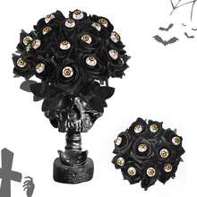 万圣节人造血玫瑰，眼球/骷髅手/蜘蛛/骷髅花束假玫瑰，适用于万圣节派对、家居装饰、酒吧恐怖氛围装饰 - 彩色 - 查看 1