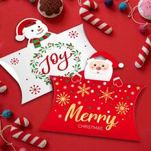 6pcs Creative Christmas Gift Boxes, Small Size Food/Candy Boxes, Christmas Pillow Boxes, 4 Styles Packaging Boxes, Candy Boxes, Holiday Party Decor Boxes, Christmas Kraft Paper Pillow Boxes, Favor Boxes - Multicolor - View 6