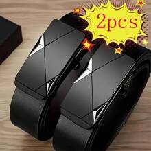 1条时尚男士皮带，配有自动扣，高端设计，适合年轻和中年男士，夏季、校园休闲、商务场合，可作为男友、丈夫、父亲等男士礼物，日常穿着，时尚百搭，适合青少年、户外、度假、运动、旅行、街头、波西米亚风、复古秋季、万圣节等秋冬季配饰，也适合青少年、青年、男士，休闲、户外、运动、度假、毕业礼物、生日礼物、日常穿着。