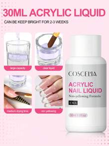 coscelia 9件装丙烯酸粉及30毫升EMA液体系统套装，包含粉色、透明、白色丙烯酸粉和美甲单体，适合女性美甲DIY沙龙礼品 - 彩色 - 查看 5