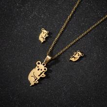 3 Stücke/Set, modische Edelstahl Halsketten-Set für Damen und Paare mit Tierelementen, geeignet für den täglichen Lässig-Stil