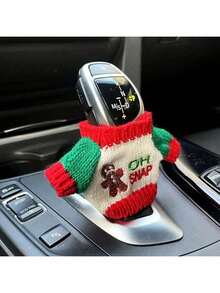 1pc - Christmas Atmosphere Car Shift Knob Cover, Universal Car Shift Dust Cover, Fashionable Mini Knitted Sweater For Car Shift Lever And Shift Knob, Christmas Holiday Decoration,Christmas Gifts