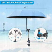 Beach Chair Umbrella With Clamp Clip On Umbrellas For Chair 42 Inches Adjustable Sun Umbrella For Camping Outdoor Chair UPF 50+ Folding Umbrella For Travel Plant Shade Wheelchair