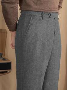Mens Pants Wool Tweed Herringbone Vintage Dress Pant Trousers Regular Fit Suit Pants For Men - 灰色 - 查看 1