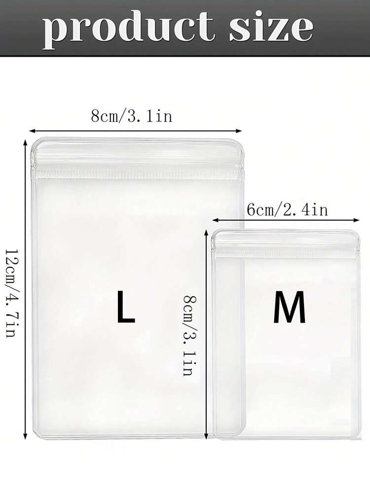 100/30/10 件可重复使用 PVC 防尘珠宝袋，渐变色密封珠宝袋，适用于珠宝、耳环、项链、派对包装。 - 無色 - 查看 2