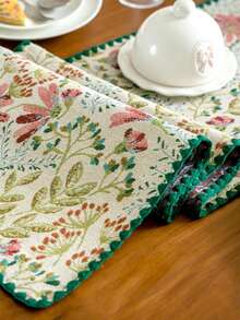1 khăn trải bàn vải jacquard họa tiết hoa phong cách trang trại, họa tiết hoa màu hồng tinh tế, thích hợp sử dụng hàng ngày, ngày lễ, họp mặt gia đình, tiệc tùng, bữa tối, dã ngoại, trang trí nhà cửa, mọi mùa - Nhiều màu - Xem 10