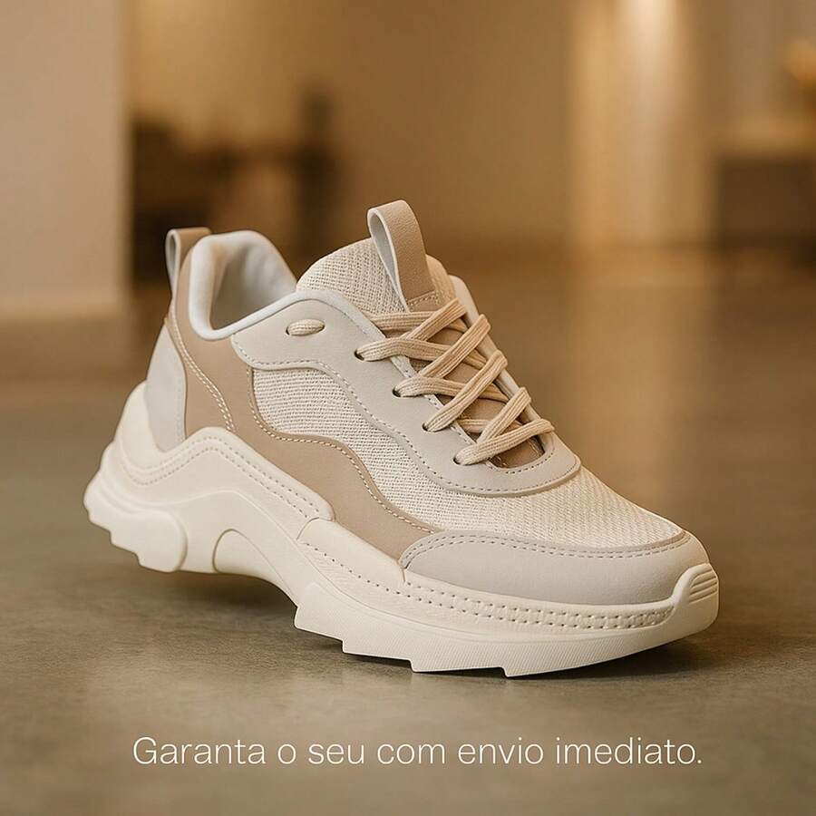 Women's Tractor Platform Sneakers, Modern And Comfortable Design, Casual Neutral Rubber, Holiday Outdoor - 白色 - 查看 1