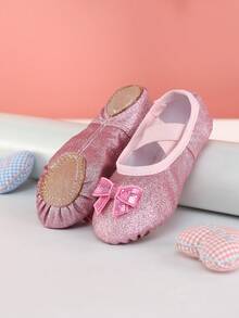 Kinder Prinzessin Ballettschuhe, Mädchen Innen Weichsohlige Tanzschuhe, Rosa Tanzschuhe Übungsschuhe, Funkelnde Ballettschuhe, Flache Hausschuhe, Bequem und langanhaltend, Rutschfest