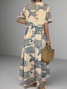 女士春夏休闲装时尚休闲舒适鱼纹图案春秋休闲简约度假风 - 彩色 - 查看 2