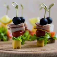 Cocktail Picks Bamboo Skewers, Fancy Toothpicks For Appetizers, Cocktail Sticks With Knot For Party Drinks Food Fruit Charcuterie Boards Accessories, Halloween And Christmas Party Supplies