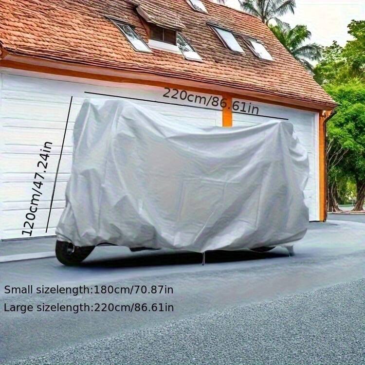 1pc Heavy Duty EVA All-Season Motorcycle Bicycle Cover - Waterproof, UV-Resistant, Snow-Proof, Fits Most Vehicles, Black & Gray, Outdoor Vehicle Protection, Fashionable Motorcycle Cover, UV-Resistant Covering - Multicolor - View 6