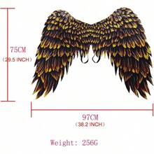 3D Printed Angel Wings Costume| Realistic Non-Woven Fabric Wings For Cosplay, Halloween, Theme Parties - 黑金 - 查看 5