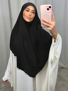 1 Khăn trùm đầu dài Khimar dành cho nữ, màu trơn, kiểu dáng cơ bản cổ điển, làm từ vải Modal mềm mại, thoáng khí, thích hợp cho cầu nguyện hàng ngày, tụ họp và thờ cúng - Khimar - Xem 15