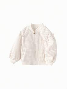 Balabala Young Girl Cute Houndstooth Autumn Baseball Jacket - Brown Tone - View 4