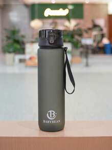 1pc 1000ml/750ml Outdoor Large Capacity Sports Water Bottle, 32oz/26oz, Direct Drinking Mouth Design, Handle Strap, Printed Logo, Plastic Portable Leak-Proof Screw Cap, Suitable For Hiking, Running, Cycling