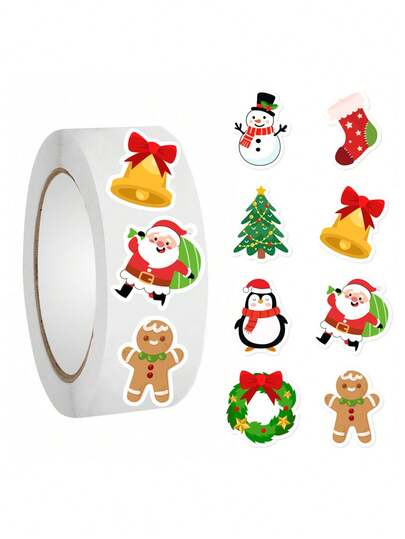 500pcs Christmas Themed Stickers, Suitable For Envelopes, Scrapbooks And Sealing - Self-Adhesive Labels, Themes Include Santa Claus, Snowman, Gingerbread Man, Wreath, Bells, Etc. Christmas Holiday Decorations. Christmas Christmas Decorations Christmas Pajamas Christmas Gifts Christmas Decor
