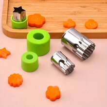 9pcs/Vegetable Cutter Shapes Stainless Steel Durable DIY Fruit Cookie Stamps Cake Food Cutting Mold Kitchen Tool - Green - View 6