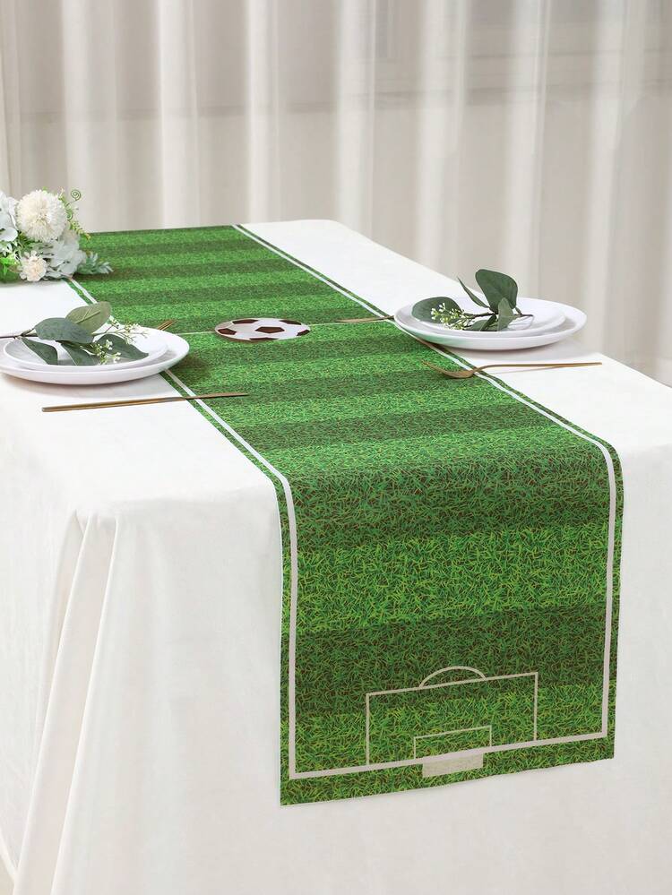 1 pieza Camino de mesa de fútbol, Camino de mesa de poliéster de fútbol, Mantel con tema de fútbol para fiesta, Mantel decorativo para fiesta de cumpleaños, boda, bautizo, fiestas, para interiores y exteriores, Decoración de mesa de regalo, centro de mesa, comedor, cocina, decoración del hogar, Regalos de fiesta - fútbol americano - Añade 5