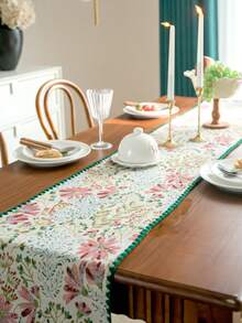 1 khăn trải bàn vải jacquard họa tiết hoa phong cách trang trại, họa tiết hoa màu hồng tinh tế, thích hợp sử dụng hàng ngày, ngày lễ, họp mặt gia đình, tiệc tùng, bữa tối, dã ngoại, trang trí nhà cửa, mọi mùa - Nhiều màu - Xem 9