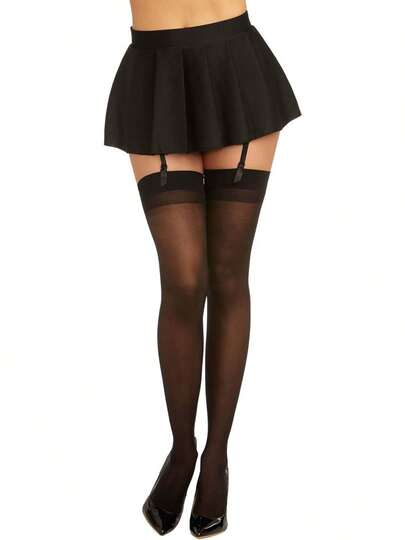 Dreamgirl Medias Altas Nude con Costura Trasera