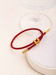 1pc Adjustable Stainless Steel Wire Rope Bracelet, 3D Hard Gold Plated - Adjustable Hand Strap - View 11