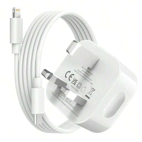 20W Fast Charging Adapter Set: 1 X UK Plug 20W Fast Charger Head + 1 X 3.3ft/100cm Fast Charging Cable, Compatible With IPhone 14 Pro Max/14 Pro/14 Plus/14/13/12/11, IPad, Series Wall Charger Adapter Suitable For Travel, Office, Dorm, And Home