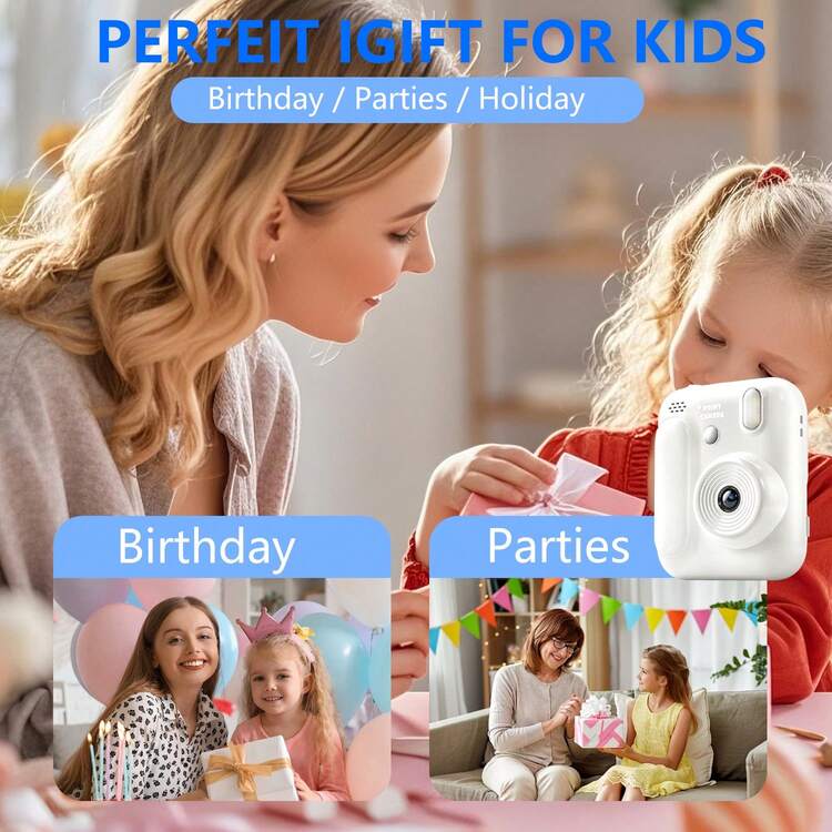 儿童即时打印相机套装，适合3-12岁男孩女孩，16倍数码变焦，2.4英寸IPS屏幕，可充电，专业摄影，1080P高清，附赠4张打印纸，即时打印玩具，圣诞节和生日礼物，适合3-16岁儿童和青少年，白色 - QJH-Z700-相機 - 查看 10
