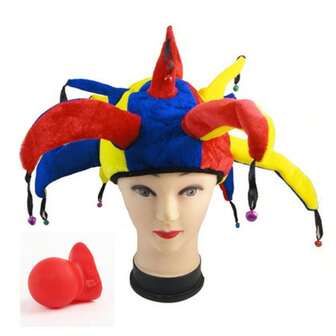 لوازم حفلة الاحتفال بالكرنفال، زي أداء الدمية الضاحكة، قبعة، قناع دمية ضاحكة من اللاتكس
