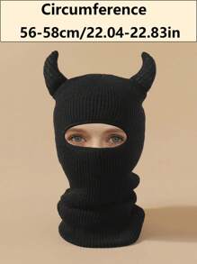 1pc Unisex Halloween Personalized Knitted Balaclava Neck Warmer Ski Mask, Funny Little Devil Design Covering All But Eyes, Winter - A - View 6