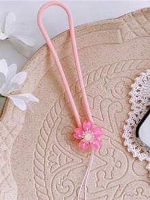 1 件纯色花卉挂绳，简约夏季风格手机挂绳，短硅胶腕带，适用于女士手机壳 - 彩色 - 查看 7