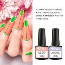 2PCS/Set 7ml Nail-Primer Prep Dehydrator Gel Nail Polish No Need Of UV LED Lamp Base Top Coat Nail Art Varnish Manicure